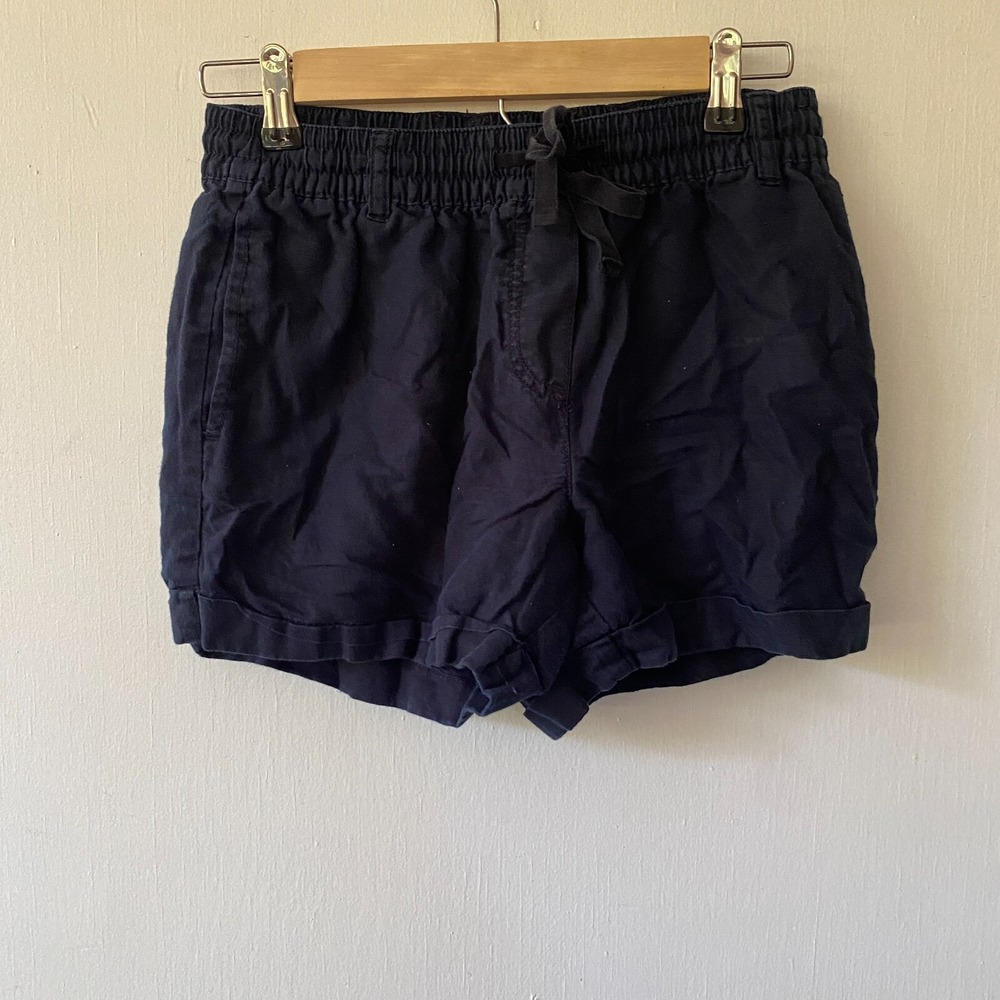 Joe Fresh Linen Blend Shorts‎ Size 0 Blue Tie Waist Pockets Coastal Preppy